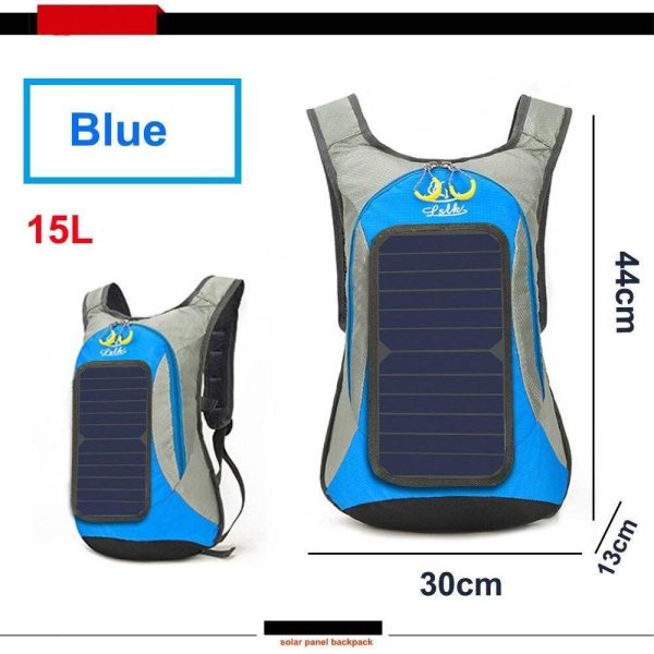 Compact Backpack with Solar Panel Solar Gadgets cb5feb1b7314637725a2e7: Black 15L|Green 15L|Light blue 15L|Navy blue 15L|Red 15L